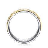 John Hammered Station 14K White Rose Gold Wedding Band