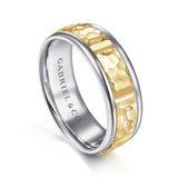 John Hammered Station 14K White Rose Gold Wedding Band