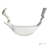 White striped hammock with gold accents on a white background