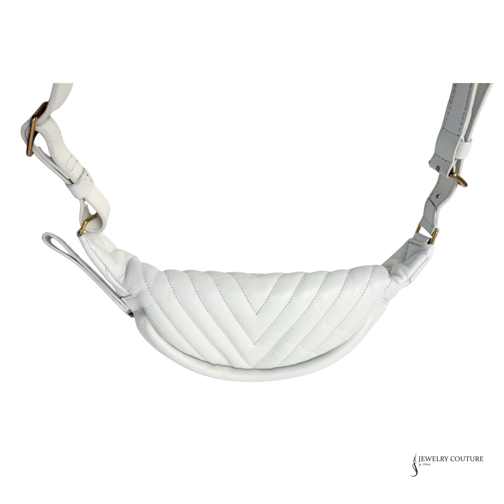 White striped hammock with gold accents on a white background