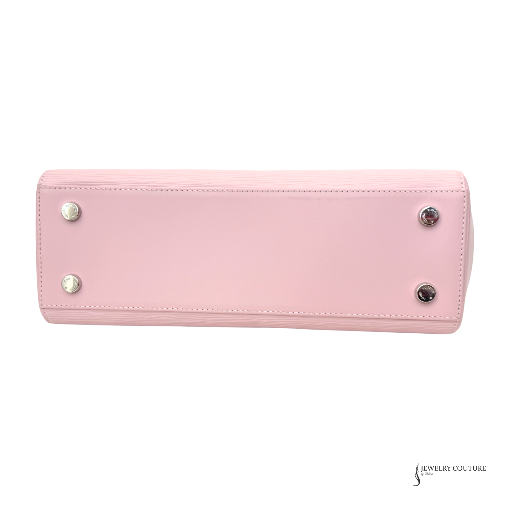 Pink wallet with silver buttons on a white background