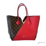 Louis Vuitton Red and brown handbag with visible brand logo on a white background