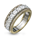 Simon G. LP1875 asscher diamond anniversary band in white and yellow gold
