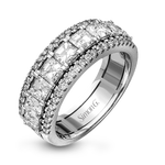 Simon G. LP1875 asscher and round diamond anniversary band in 18K white gold