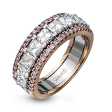 Simon G. LP1875 asscher diamond anniversary band in white and rose gold