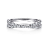 14K White Gold Criss Cross Diamond Stackable Ring