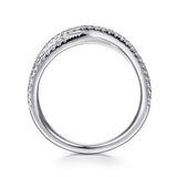 14K White Gold Criss Cross Diamond Stackable Ring