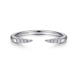 14K White Gold Open Diamond Tipped Stackable Ring