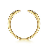 14K Yellow Gold Open Diamond Tipped Stackable Ring