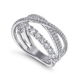 14K White Gold Diamond Layered Criss Cross Ring In-Store
