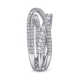 14K White Gold Diamond Layered Criss Cross Ring In-Store