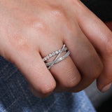 14K White Gold Diamond Layered Criss Cross Ring In-Store