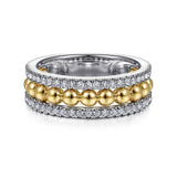 14K White-Yellow Gold Bujukan Diamond Wide Band Ring