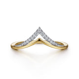 14K White-Yellow Gold Diamond Chevron Stackable Ring