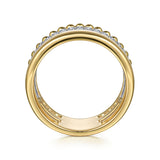 14K White-Yellow Gold Diamond Bujukan Easy Stackable Ring