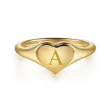 14K Yellow Gold Engravable Heart Signet Ring In-Store