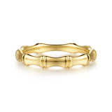 Stackable Ring 14K Yellow Gold Bamboo Shape