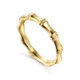Stackable Ring 14K Yellow Gold Bamboo Shape