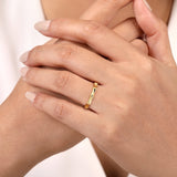 Stackable Ring 14K Yellow Gold Bamboo Shape