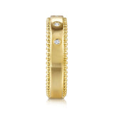 14K Yellow Gold Bujukan Diamond Bezel Wide Stackable Ladies Ring