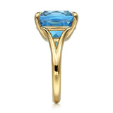 14K Yellow Gold Cushion Cut Blue Topaz Ladies Ring In-Store