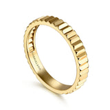 14K Yellow Plain Gold Diamond Cut Stackable Ring In-Store