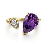 14K White Yellow Gold Diamond and Amethyst Open Ring In-Store