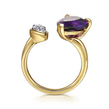 14K White Yellow Gold Diamond and Amethyst Open Ring In-Store