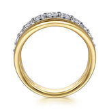 14K White Yellow Gold Diamond Wide Band Ring