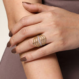 14K White Yellow Gold Diamond Wide Band Ring