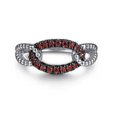 925 Sterling Silver Garnet Bujukan Link Ladies Ring In-Store