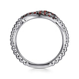 925 Sterling Silver Garnet Bujukan Link Ladies Ring In-Store