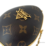 Louis Vuitton Egg Minaudière Monogram Canvas Brown Leather Crossbody Bag w Gold Chain | Authentic Pre-Owned LV Egg Case