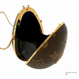 Louis Vuitton Egg Minaudière Monogram Canvas Brown Leather Crossbody Bag w Gold Chain | Authentic Pre-Owned LV Egg Case