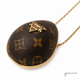 Louis Vuitton Egg Minaudière Monogram Canvas Brown Leather Crossbody Bag w Gold Chain | Authentic Pre-Owned LV Egg Case