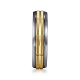 Mens Alternative 6mm Beveled Tantalum and 14K Yellow Gold Band