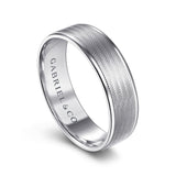 Jacob - 14K White Gold 6mm - Men's Wedding Band in Brushed Finish