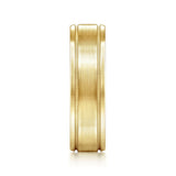 Josiah - 14K Yellow Gold 6mm - Satin Polish Center and Milgrain Edge Men's Wedding Band