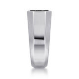 925 Sterling Silver Black Spinel Pave Men's Ring in Sand Blast Finish