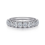 Gabriel & Co. Malaga 14K White Gold 9 Stone French Pave Diamond Wedding Band 1.00 CTW