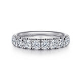 Gabriel & Co. Malaga 14K White Gold 9 Stone French Pave Diamond Wedding Band 1.00 CTW