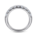 Gabriel & Co. Malaga 14K White Gold 9 Stone French Pave Diamond Wedding Band 1.00 CTW - view 2
