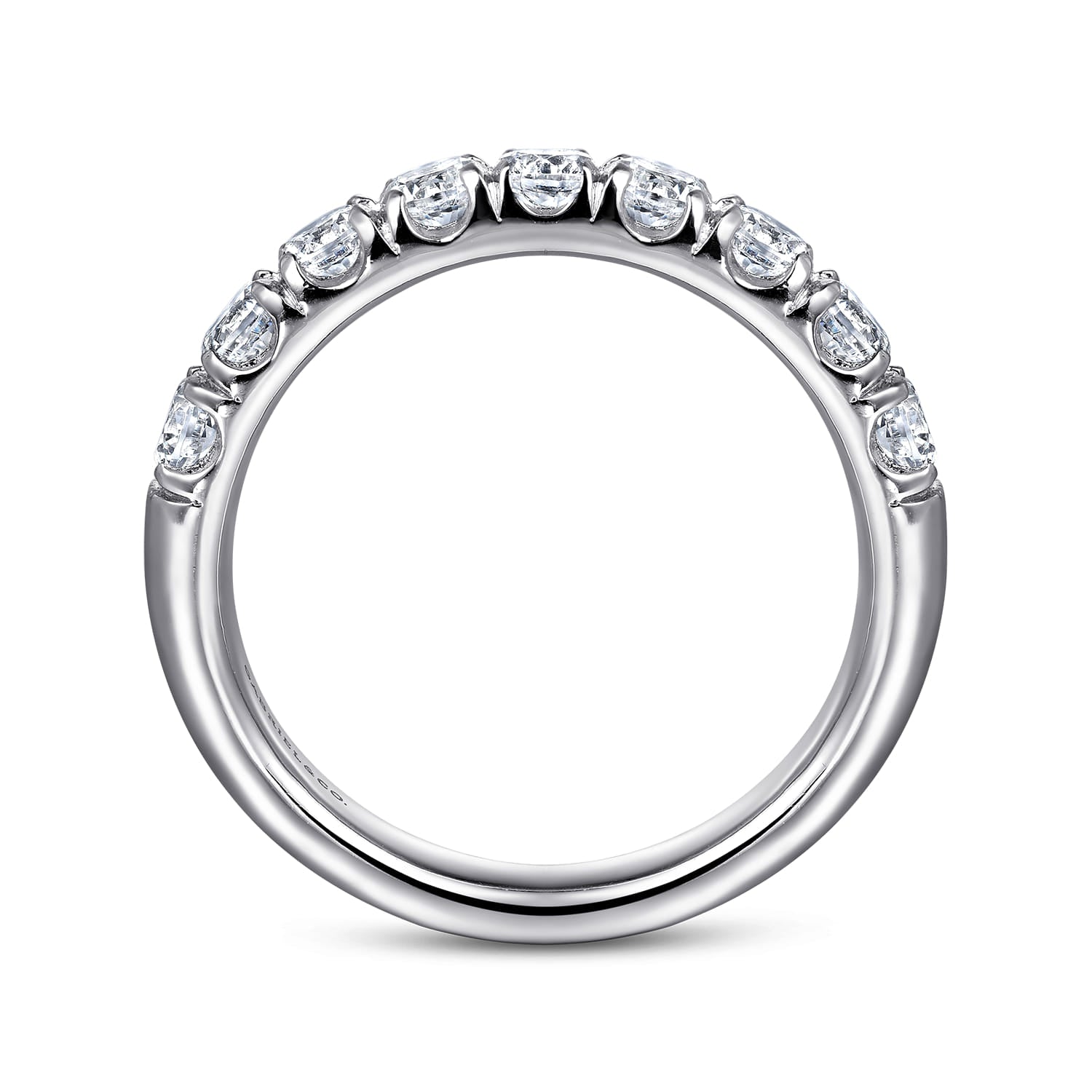 Gabriel & Co. Malaga 14K White Gold 9 Stone French Pave Diamond Wedding Band 1.00 CTW - view 2
