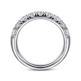 Gabriel & Co. Malaga 14K White Gold 9 Stone French Pave Diamond Wedding Band 1.00 CTW - view 2