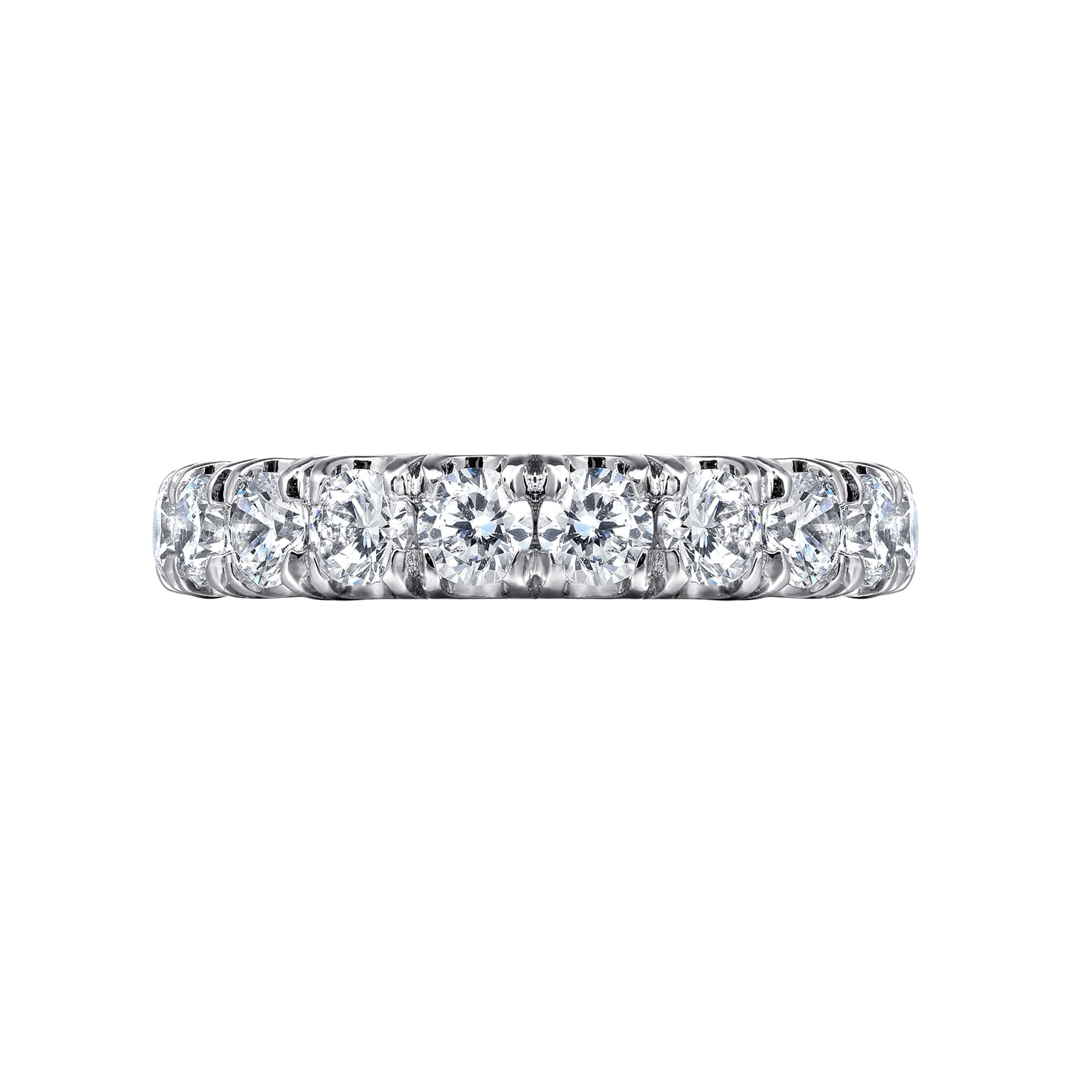 Gabriel & Co. Malaga 14K White Gold 9 Stone French Pave Diamond Wedding Band 1.00 CTW - view 6