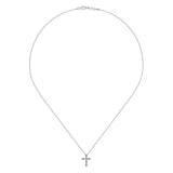 14K White Gold Marquise Shaped Diamond Cross Necklace