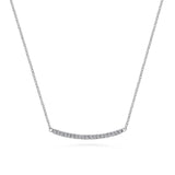 14K White Gold Diamond Pavé Curved Bar Necklace