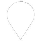 14K White Gold Diamond M Initial Pendant Necklace