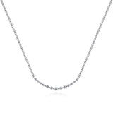 14K White Gold Diamond Curved Bar Necklace