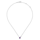 925 Sterling Silver Amethyst and Diamond Pendant Necklace